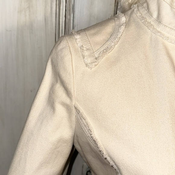 Donna Sui Milano Italy Raw Details Asymmetrical Authentic Fur Collar Jacket S/8 - Picture 5 of 15